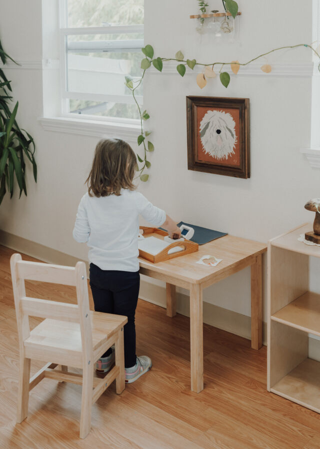 Focused work at the little table