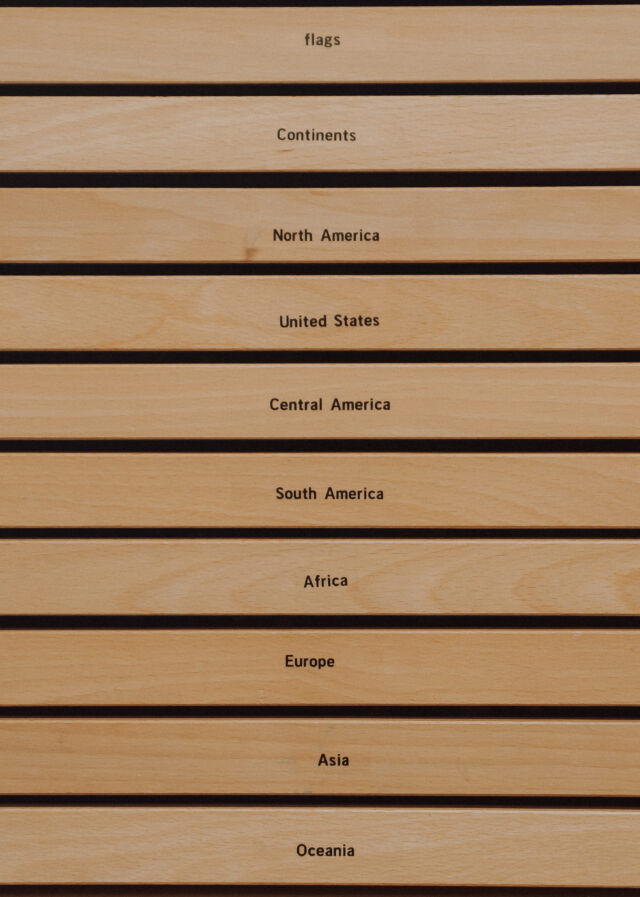 The map cabinet with its labeled drawers