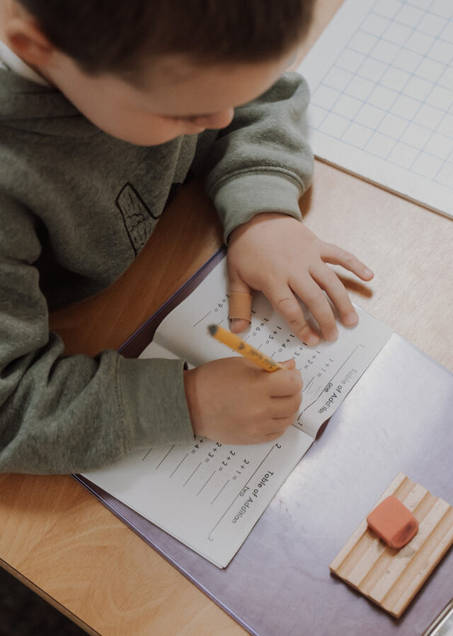 Handwriting practice seen from above