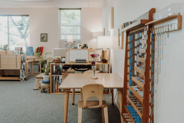 The bead cabinet in the Primary classroom