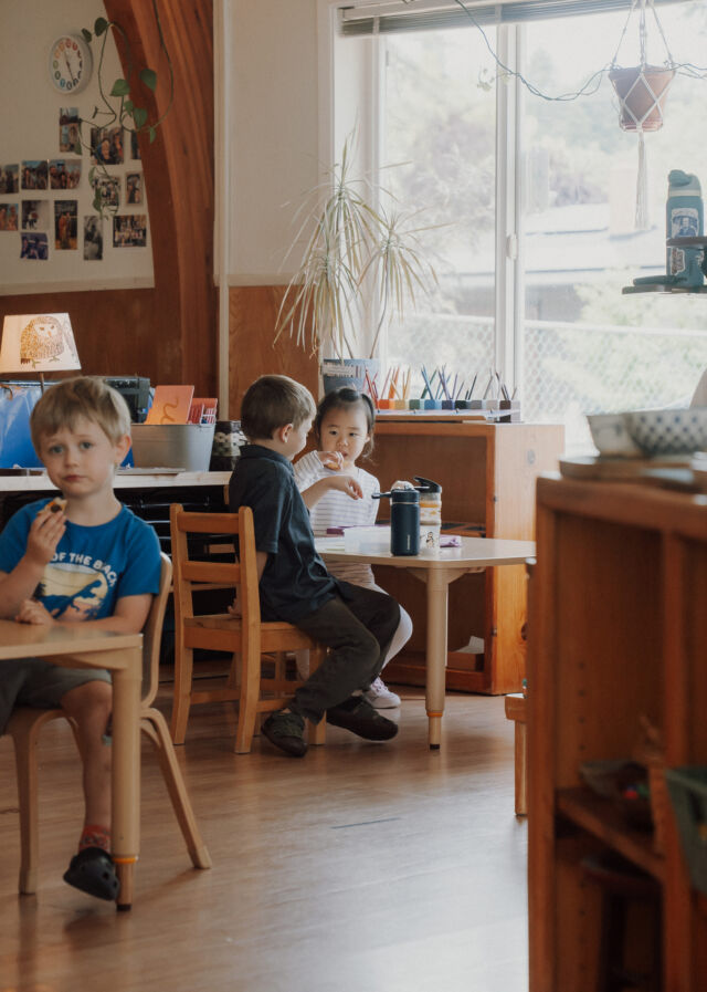 Snack together at the classroom table