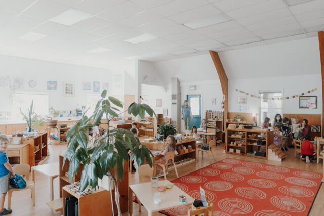 Children at work across the classroom