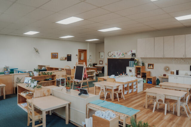 The kindergarten and extended-day room