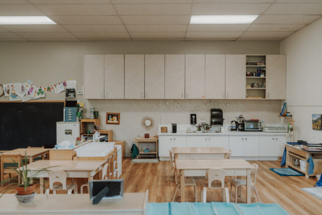 The kitchen corner of the kindergarten room