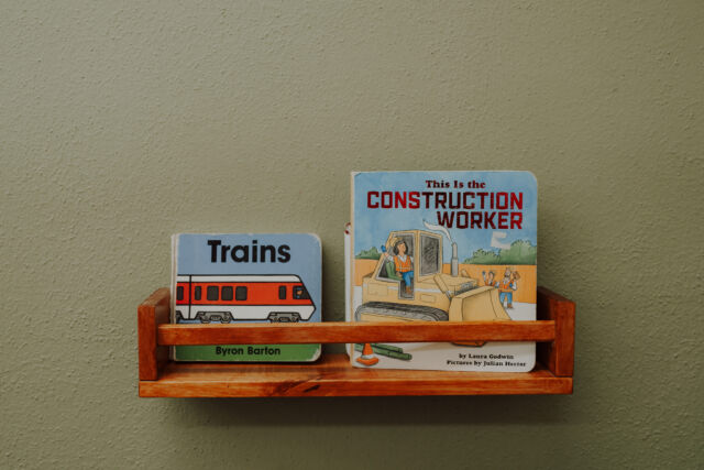 Picture books on the wall shelf
