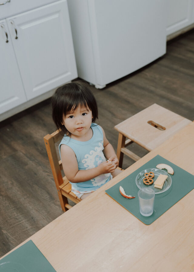 Snack time at the little table