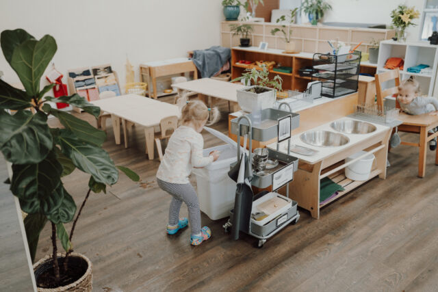 Washing up at the toddler wash station