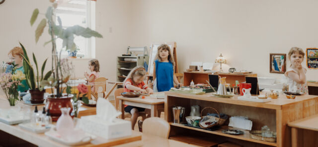 Children absorbed in their work